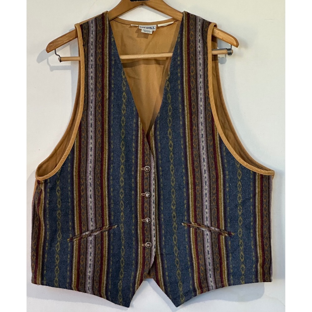 Koret Western Southwest Stripe Vest Womens XL BOHO Winter Excellent